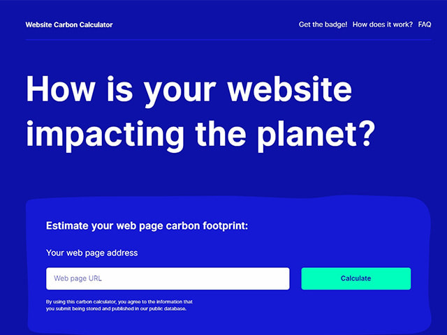 Website Carbon Calculator ウェブサイトCO2排出計算ツール